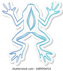 Lab frog icon in sticker color style. School experiment biology lesson study