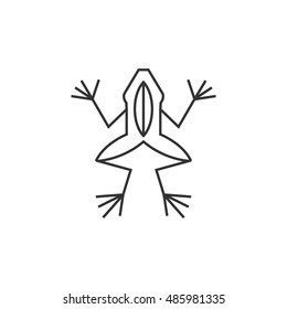 Lab frog icon in thin outline style. School experiment biology lesson study