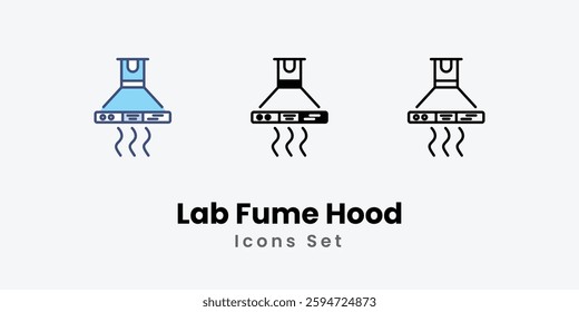 Lab Fume Hood icons vector set stock illustration.