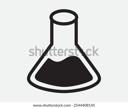 Lab Glass Flask Beaker Chemistry Biology Science Experiment Potion Liquid Solution Medical Tube Test Icon Sign Shape Line Outline Black White Vector