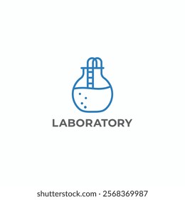 Lab glass with pool ladder logo design concept. Laboratory, water testing, creative sign symbol logo vector illustration template