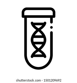 Lab Glass Test Tube With Biomaterial Vector Icon Thin Line. Contour Illustration