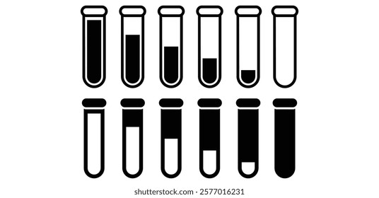 lab glass test tube icon symbol sign vector design black white color simple illustration collection sets