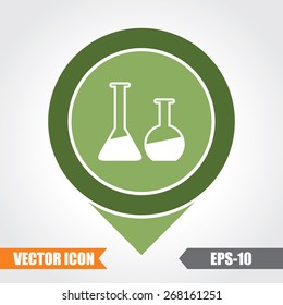 Lab Glasses Icon On Map Pointer. Eps.-10.