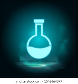 Lab glassware neon icon - Vector. Blue neon illustration. Lab glassware neon icon - Vector. Infographic concept vector illustration