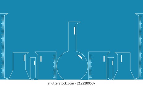 lab glassware on a blue background 