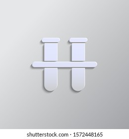 lab glassware paper style,  icon. Grey color vector background