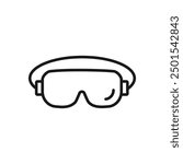 Lab goggles - line icon, editable stroke. Simple outline protective laboratory eyewear symbol. Vector illustration