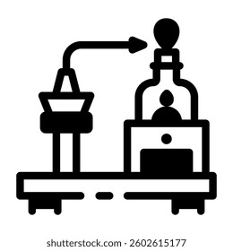 Lab heating burner icon in linear style 
