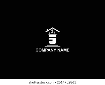 Lab house and dollar icon logo design.
