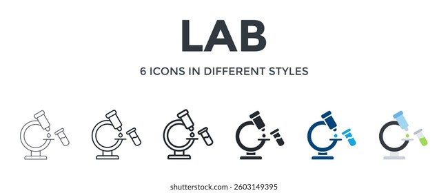 Lab Icon In Different Style Vector Illustration. Designed In Thin Line, Regular Line, Bold Line, Glyph, Color Fill, And Flat Style Can Be Used For Web