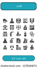  lab icon set. 25 filled lab icons. Simple modern icons about  - Rat, Flasks, Coat, Momentum, Test tube, Mad scientist, Test tubes, Eye dropper, Chemical, Flask, Molecule, Florence flask