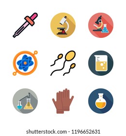 lab icon set. vector set about flask, droppers, science and microscope icons set.