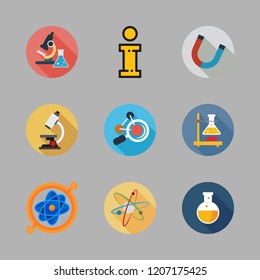 lab icon set. vector set about info, magnet, science and flask icons set.