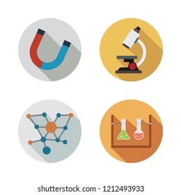 lab icon set. vector set about magnet, molecules, flasks and microscope icons set.