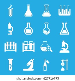 Lab icons set. set of 16 lab filled icons such as test tube, microscope, ampoule, heart test tube
