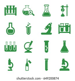 Lab icons set. set of 16 lab filled icons such as test tube, microscope, ampoule, heart test tube