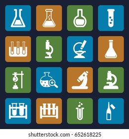 Lab icons set. set of 16 lab filled icons such as test tube, microscope, ampoule, heart test tube