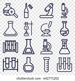 Lab Icons Set. Set Of 16 Lab Outline Icons Such As Test Tube, Microscope, Ampoule