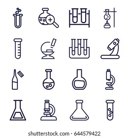 Lab icons set. set of 16 lab outline icons such as test tube, microscope, ampoule, heart test tube