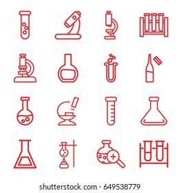 Lab icons set. set of 16 lab outline icons such as test tube, microscope, ampoule, heart test tube