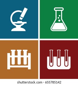 Lab icons set. set of 4 lab filled icons such as microscope