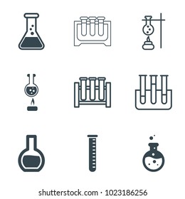 Lab icons. set of 9 editable filled and outline lab icons such as