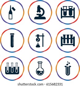 Lab icons set. set of 9 lab filled icons such as test tube, ampoule, heart test tube