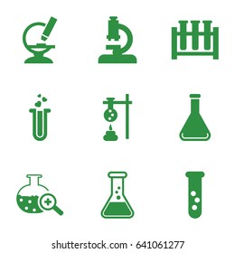 Lab icons set. set of 9 lab filled icons such as heart test tube, microscope, test tube search
