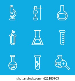 Lab icons set. set of 9 lab outline icons such as heart test tube, test tube search, test tube