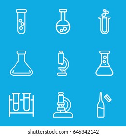 Lab icons set. set of 9 lab outline icons such as test tube, ampoule, heart test tube