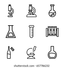 Lab icons set. set of 9 lab outline icons such as ampoule, microscope