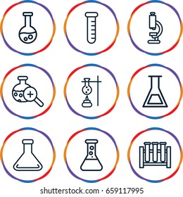 Lab icons set. set of 9 lab outline icons such as test tube search, test tube