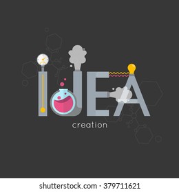 Lab Ideas Design.The creation of creative ideas.Creative process.Development production, plant and creation, invention and solution, innovation and discovery.