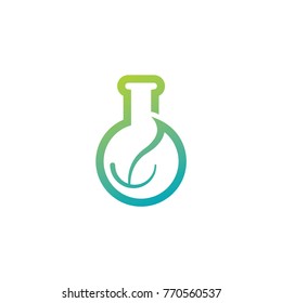 Lab and leaf green concept logo design template
