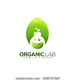 Lab With leaf logo illustration Colorful Vector Design