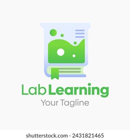 Lab Learning Logo Vector Illustration. Template Design Idea Combining Lab Tube and Book Shape