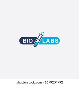 Plantilla de diseño de logotipo de laboratorio. Símbolo de ilustración de laboratorio. Icono del vector del tubo de medición. 