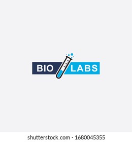 Lab logo design template. Laboratory illustration symbol. Measuring tube and leaf vector icon. 