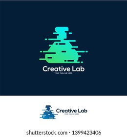 diseño del logotipo de laboratorio, símbolo creativo de ciencia y medicina, plantilla del logotipo técnico