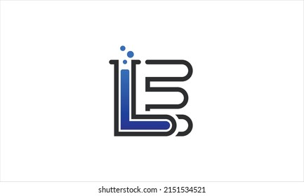 Lab logo. LE Logo. Word mark style forms a negative space of chemical tube in letter L