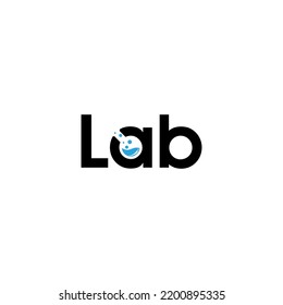 Icono de letra del logo de laboratorio vector diseño aislado con vidrio de laboratorio y proceso alquimista