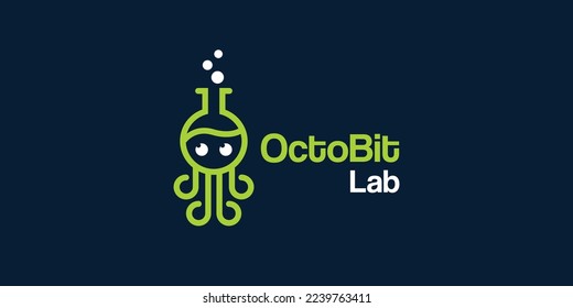 Lab logo template vector design with octopus logotype Illustration