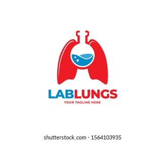 lab lungs logo design vector, science lungs logo design concept