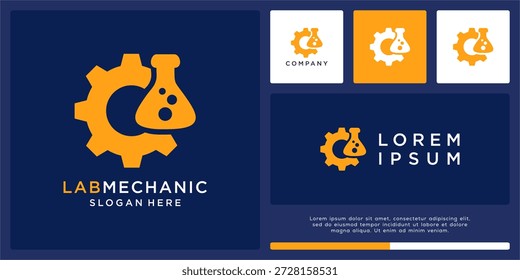 Diseño de logotipo mecánico de laboratorio con tubo de engranaje.