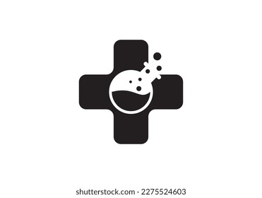 lab with medical logo design. health care concept icon vector