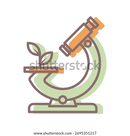 Lab microscope icon with plant, biotechnology sign, eco-friendly, sustainability, green science laboratory, green energy symbol