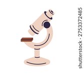 Lab microscope. Laboratory optics for biology, microbiology science, study. Optical equipment for chemistry. Scientific instrument, device, tool. Flat vector illustration isolated on white background