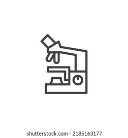 Lab microscope line icon. linear style sign for mobile concept and web design. Research microscope outline vector icon. Symbol, logo illustration. Vector graphics