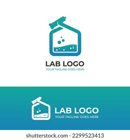 Lab and Microscope Logo Vector Design, Health Logo Design, Chemistry Logo, Science Logo, Research